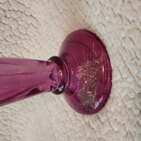 Vintage 90's Purple Basil violet painted glass whimsygoth witchy vase - Picture 5 of 5